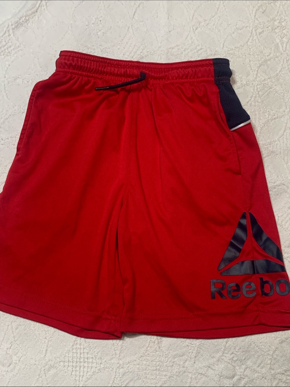 Reebok Red Athletic Shorts for Kid’s with Navy Accents